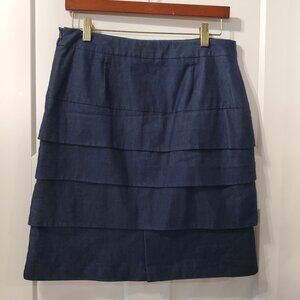 Larry Levine Layered Pleats Denim Jean Skirt Women's Size 8